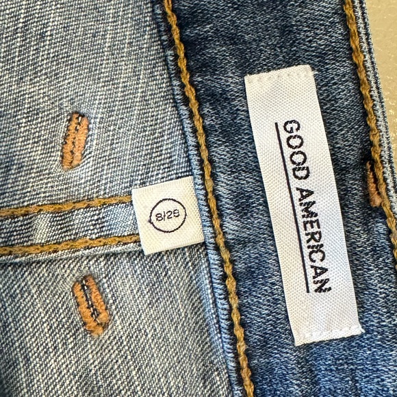 Good American Raw Hem Patchwork Jean Skirt - Picture 5 of 7